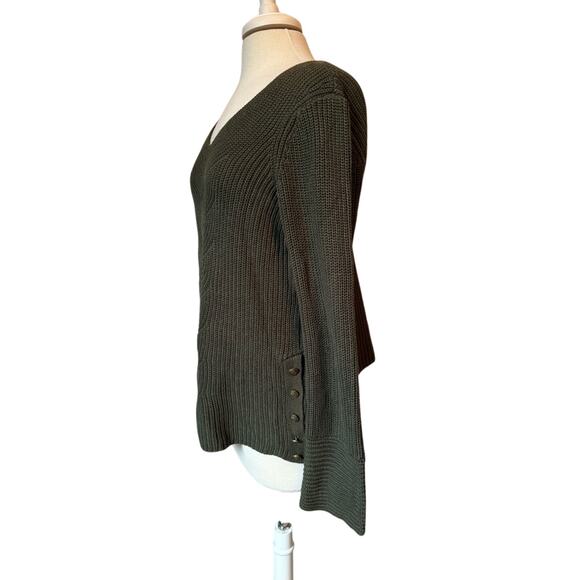 Sonoma Womens L Whimsigoth Green Embossed Brass Anchor Button Tunic Knit Sweater - Picture 3 of 10